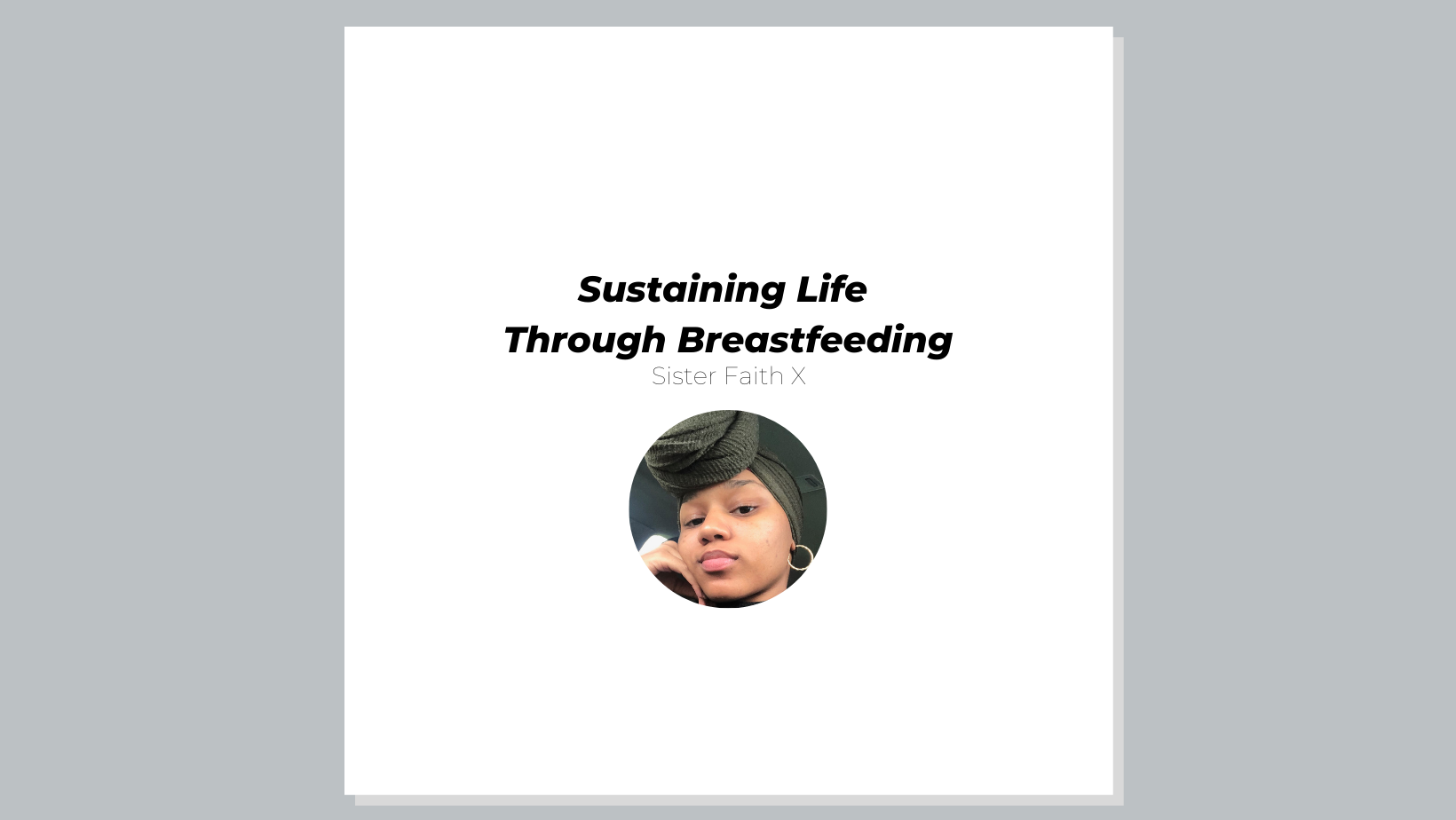 Sustaining Life Through Breastfeeding